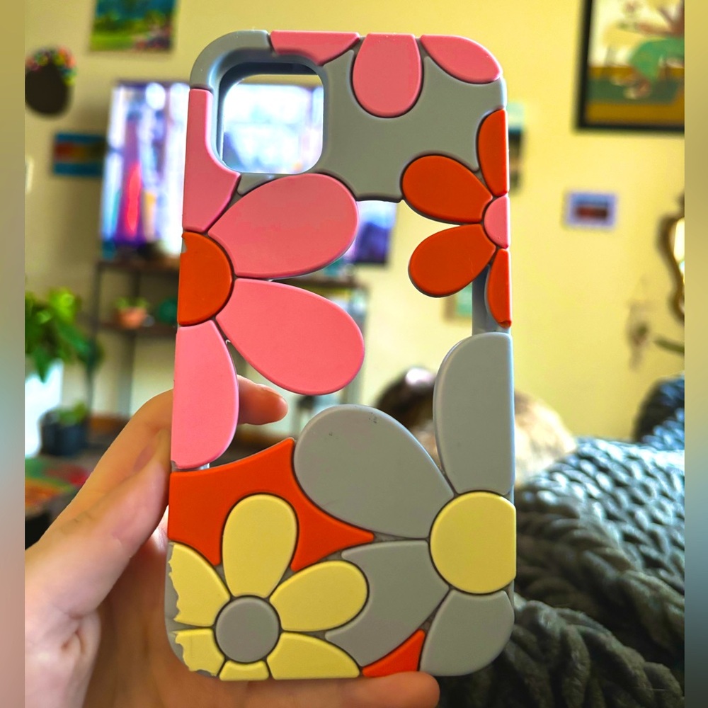 Rubber flower phone case for iphone 11